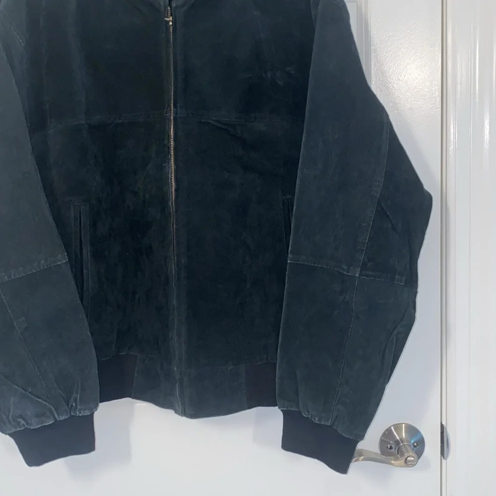 Men's Vintage Black Suede Bomber Jacket size XL